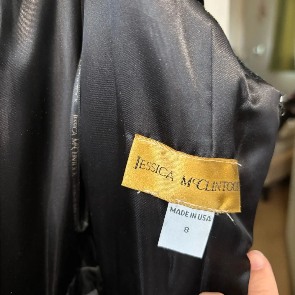 Vintage Jessica McClintock Corset Taffeta Gown Dress  Velvet Bodice Wrap Size 8 - Picture 4 of 6